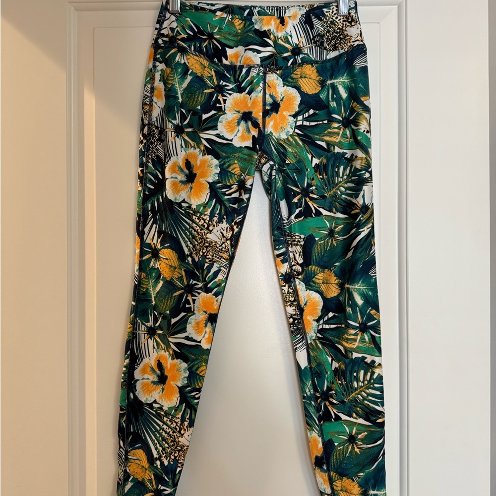 Sweaty Betty Floral Contour Leggings - Green and Yellow
